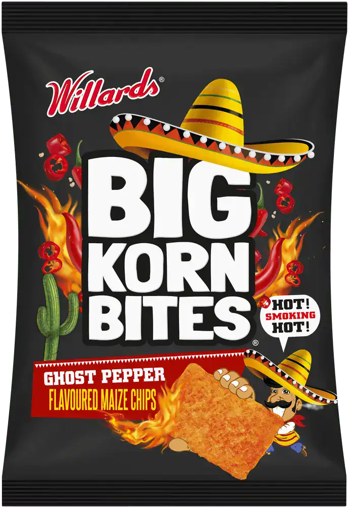 Willards Big Korn Bites Ghost Pepper Flavoured Maize Chips 50g