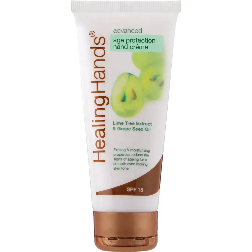 Front of Healing Hands Advanced Age Protection Hand Créme tube, 75 ml