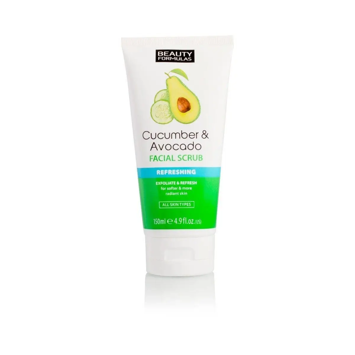 Front of Beauty Formulas Cucumber & Avocado Facial Scrub 150 ml tube