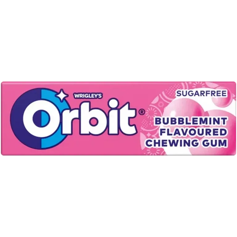 Front of Wrigley's Orbit Bubblemint Sugarfree Chewing Gum 10 pieces pack
