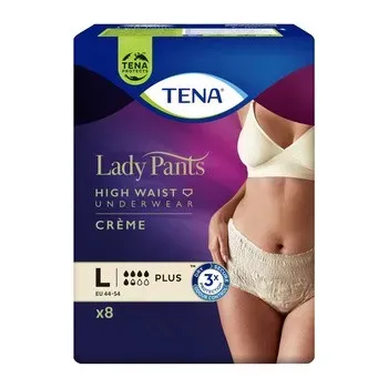 Front of TENA Lady Pants Plus Creme Large 8's pack