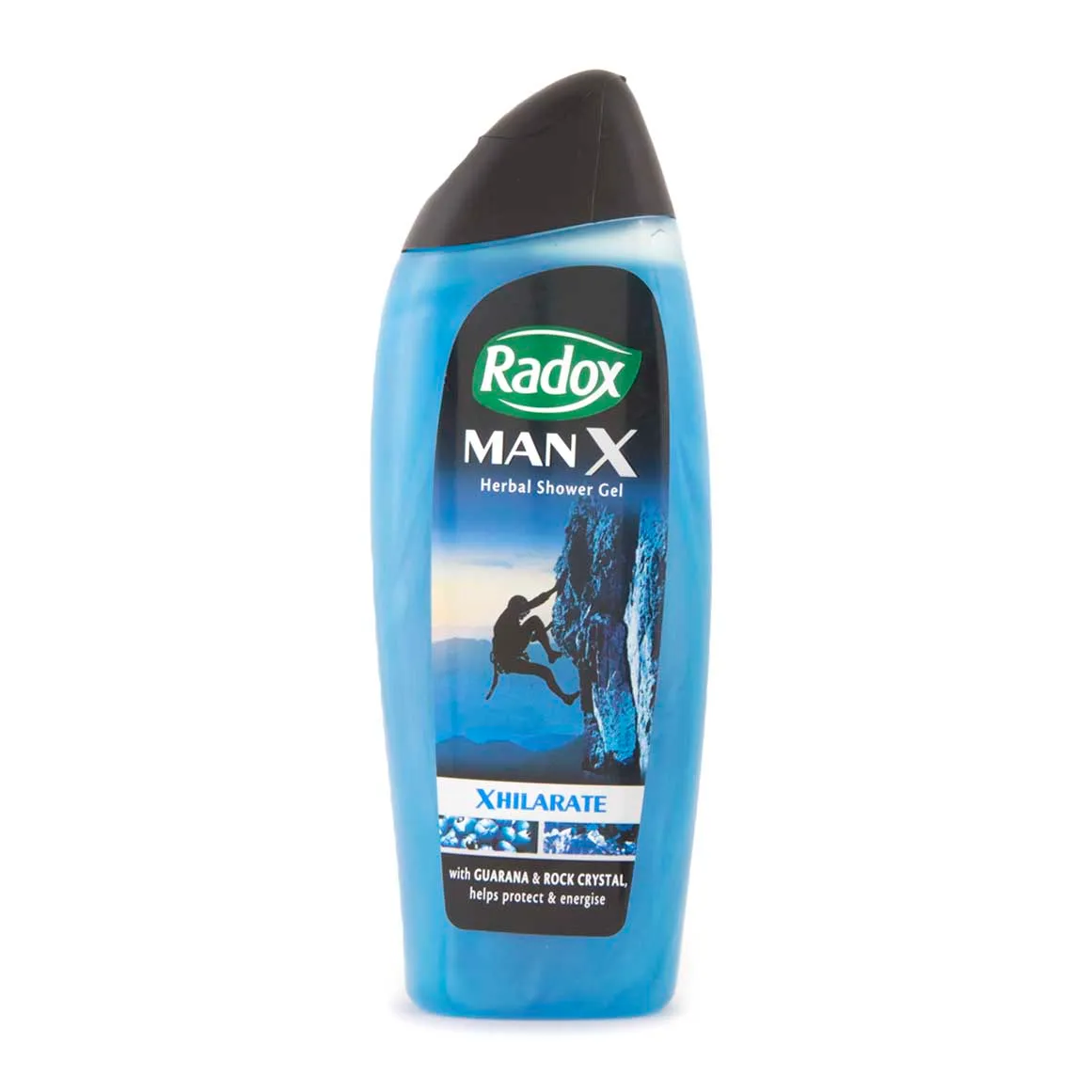 Front of Radox Man X Herbal Shower Gel Xhilarate 400ml bottle
