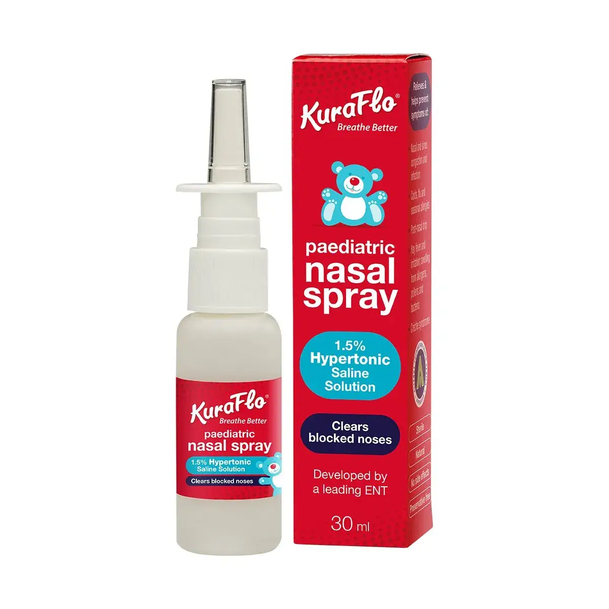KuraFlo Paediatric Nasal Spray 1.5% 30 ml bottle and box