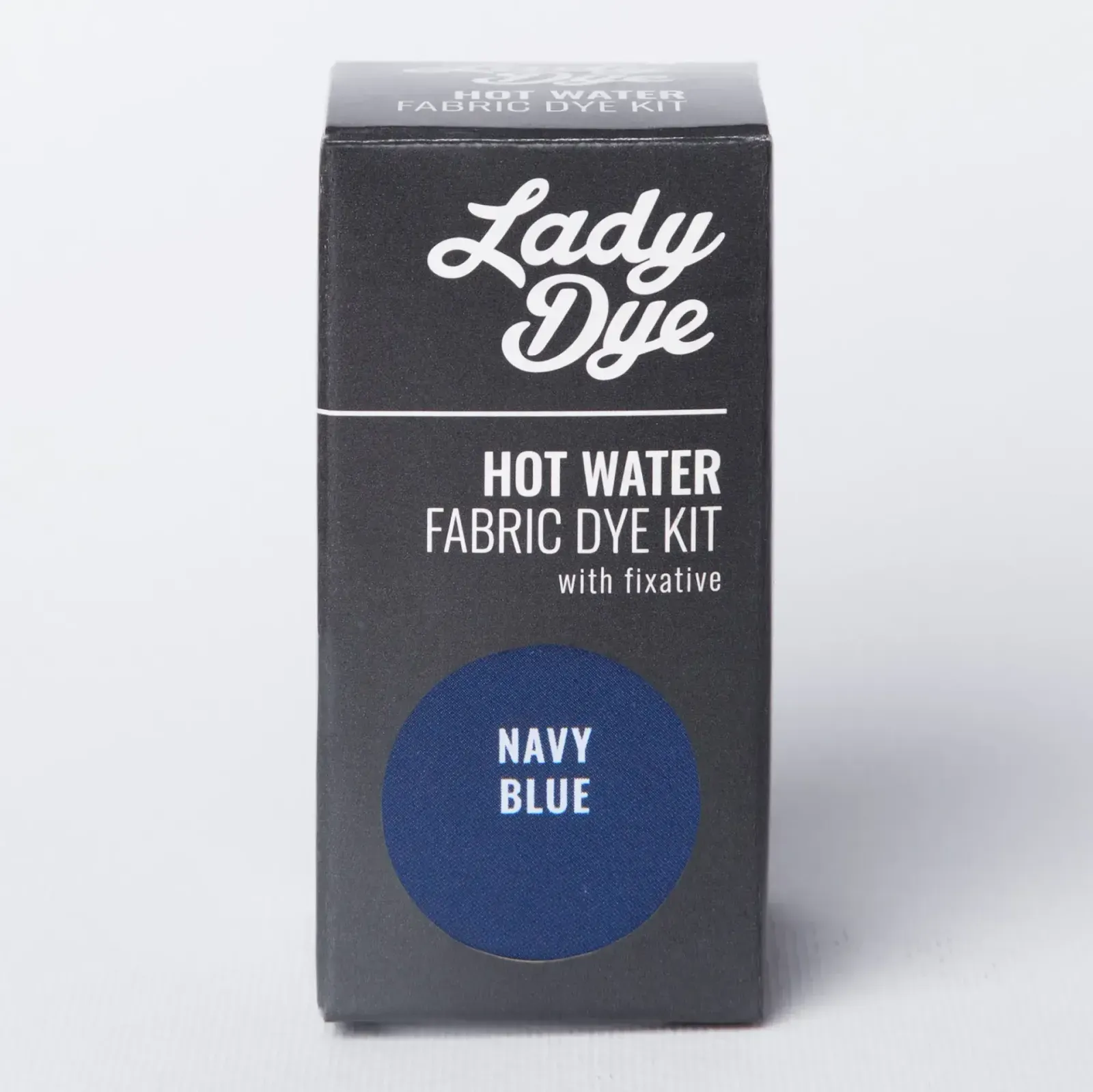 Front of Lady Dye Hot Water Fabric Dye Kit Navy Blue 20 g box