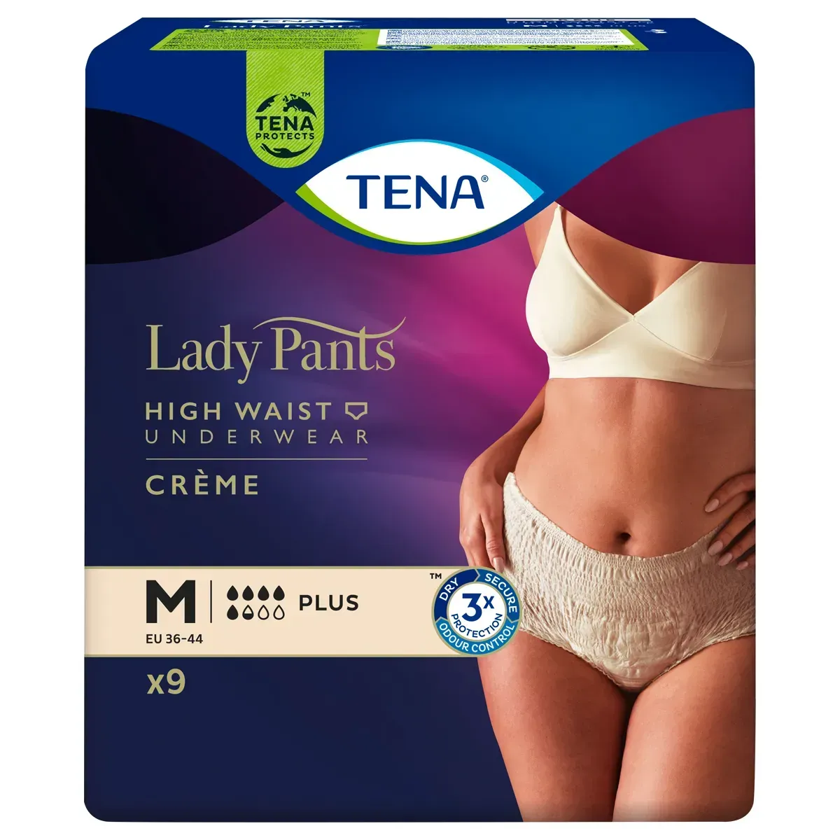 Front of TENA Lady Pants Plus Créme size M pack of 9