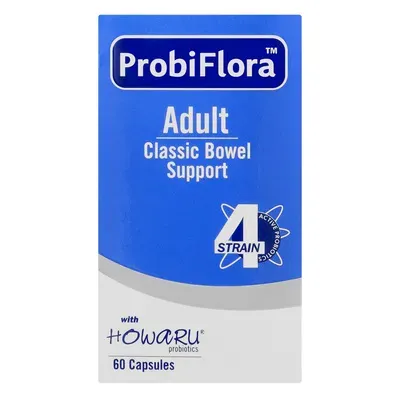 Front of ProbiFlora Adult Classic Bowel Support 4 Strain 60 Capsules box