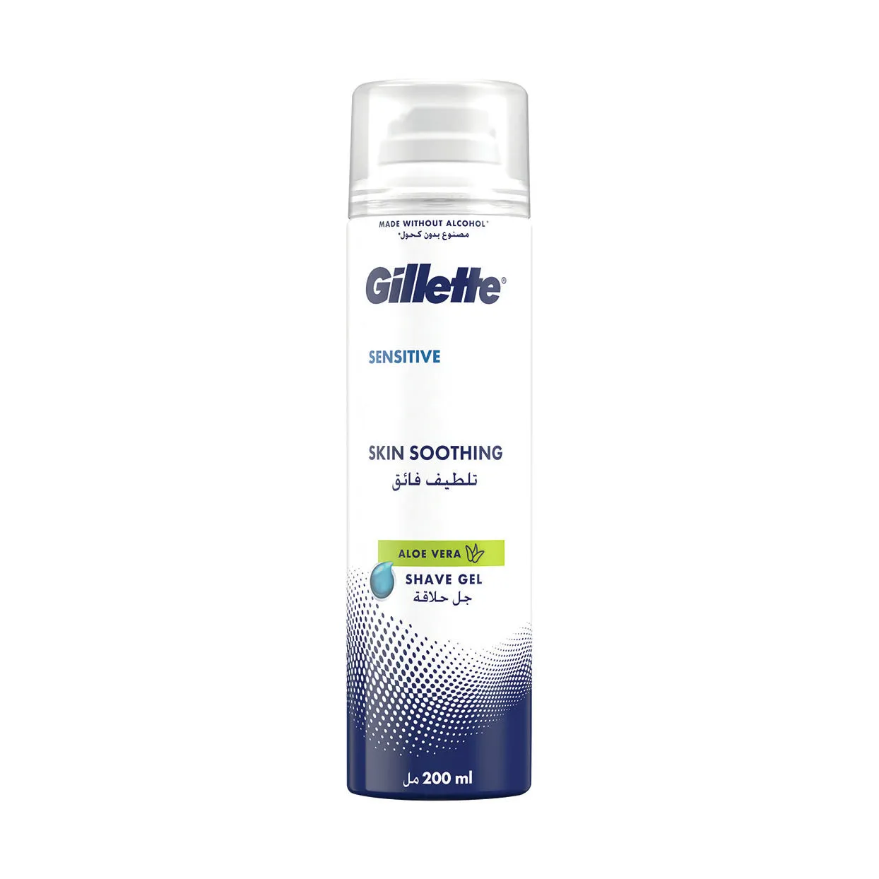 Front of Gillette Sensitive Skin Soothing Shave Gel 200ml bottle