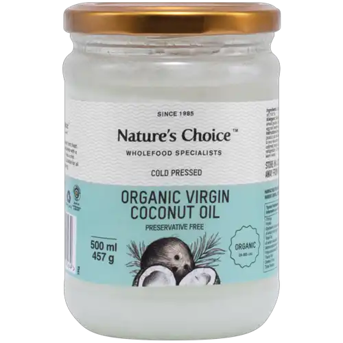 Front of Nature's Choice Organic Virgin Coconut Oil 500 ml jar