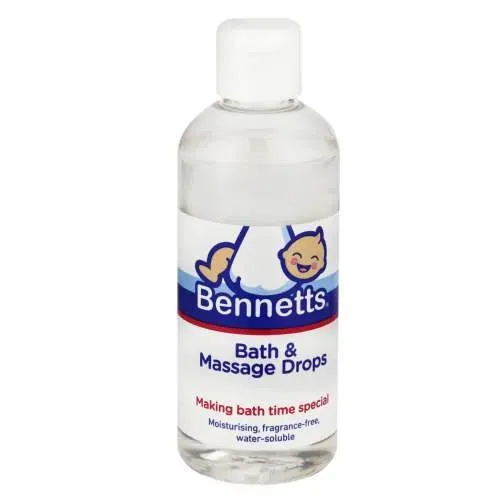 Front of Bennetts Bath & Massage Drops 200 ml bottle