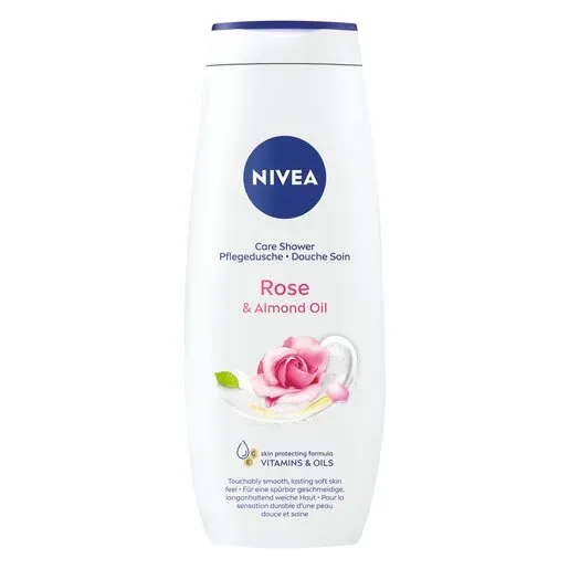 Front of NIVEA Rose & Almond Oil Care Shower Cream 500ml bottle
