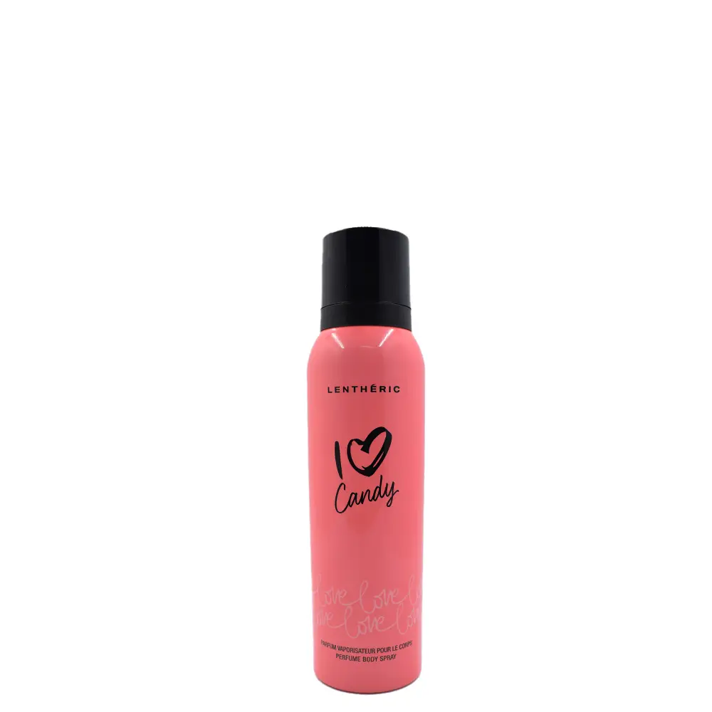 Front of Lenthéric I Love Candy Perfume Body Spray 125 ml can on white background