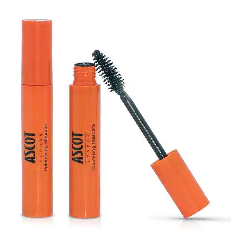 Ascot London Volumising Mascara closed and open tube with applicator brush