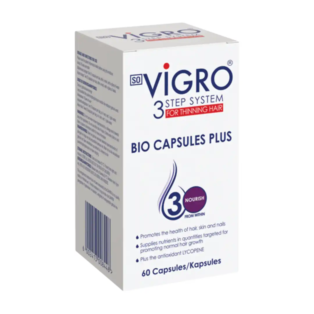 Angled view of Nativa Vigro Plus Bio Capsules Plus 60 capsules box on white background