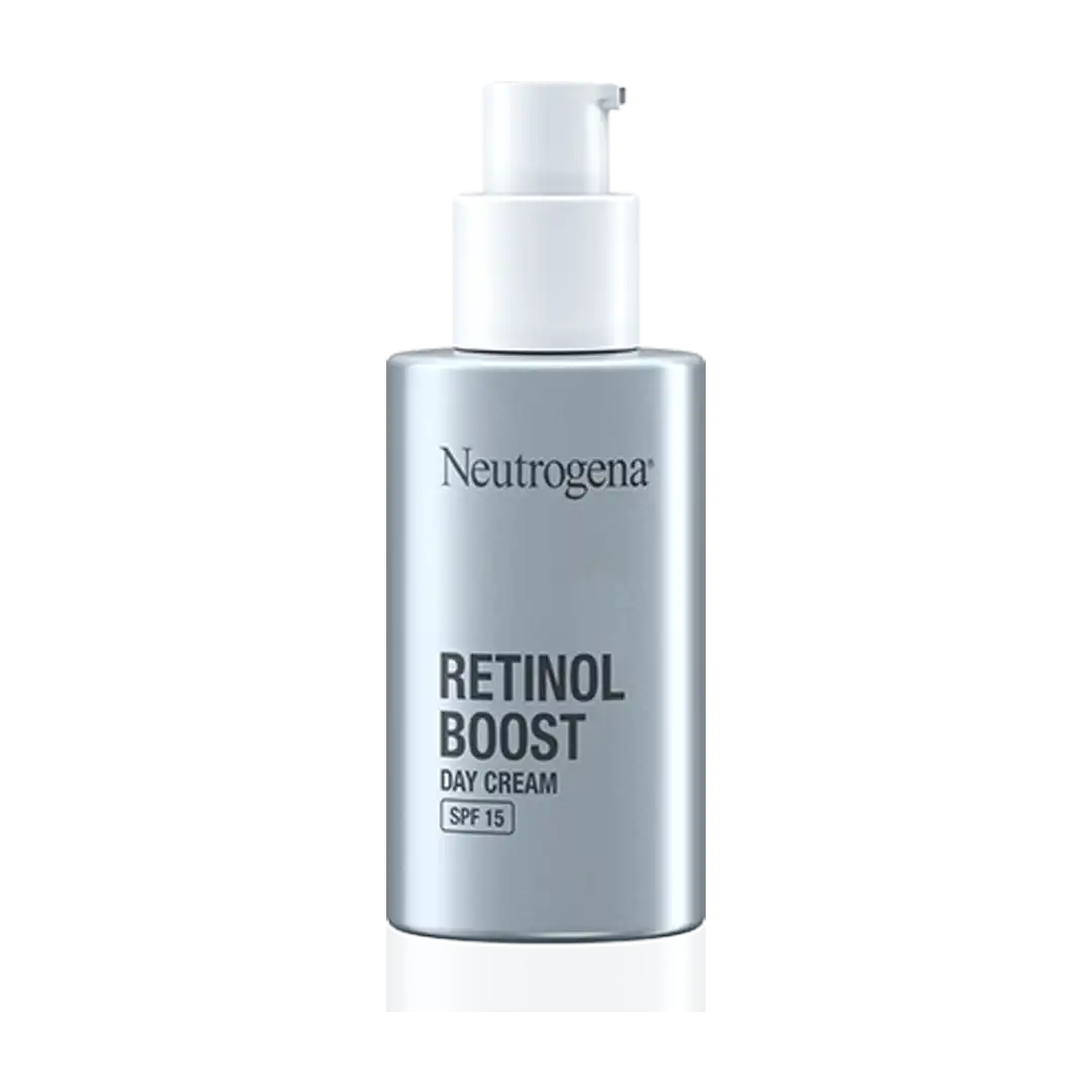 Front of Neutrogena Retinol Boost Day Cream SPF 15, 50ml pump bottle