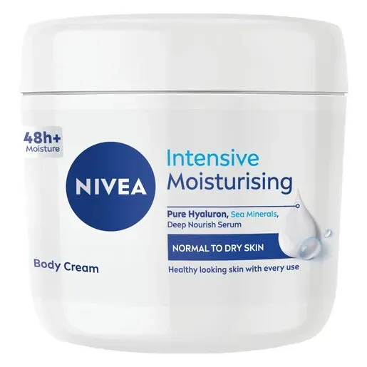 Front of NIVEA Intensive Moisturising Body Cream tub, 400 ml