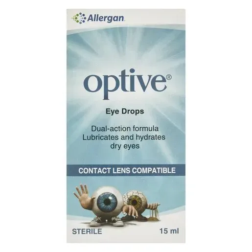 Front of Allergan Optive Eye Drops 15 ml box