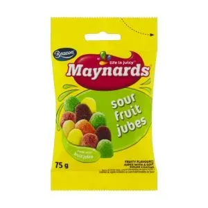 Front of Maynards Sour Fruit Jubes 75g bag