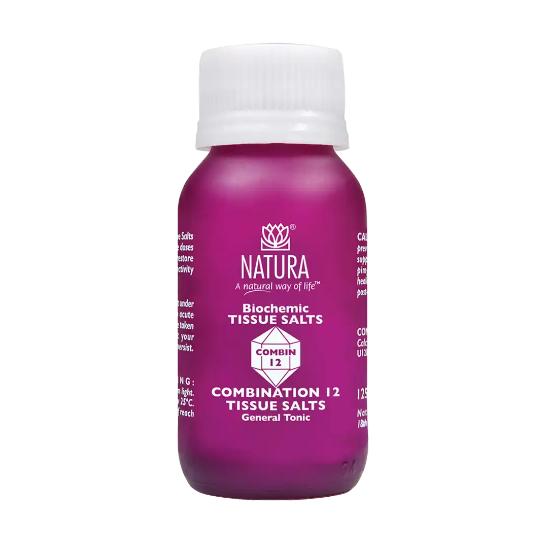 Front of Natura Combination 12 Tissue Salts 125 tablets bottle on white background