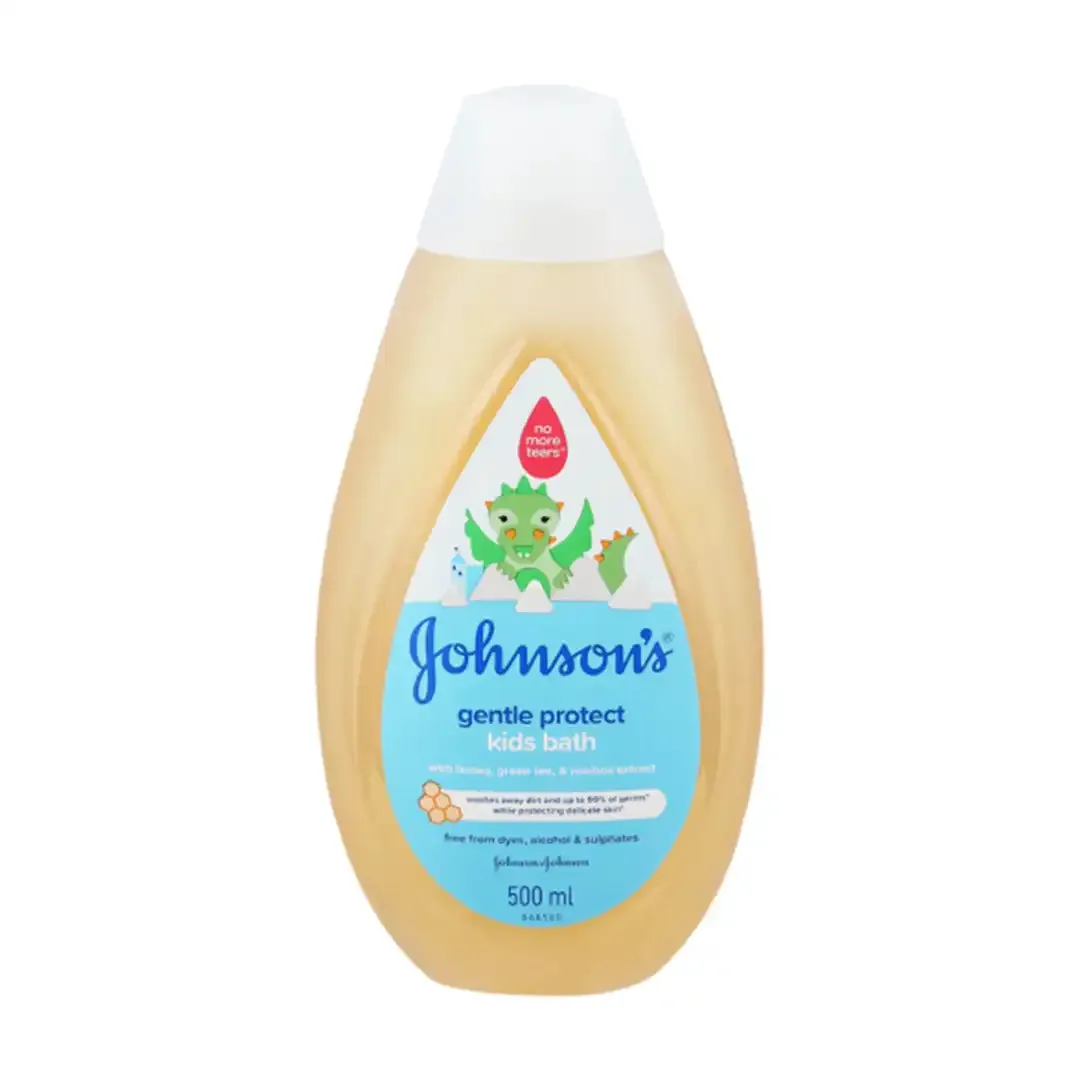 Front of Johnson's Gentle Protect Kids Bath, 500 ml bottle