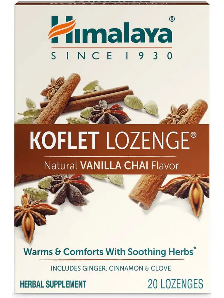 Front of Himalaya Koflet Lozenge Vanilla Chai 20 lozenges box