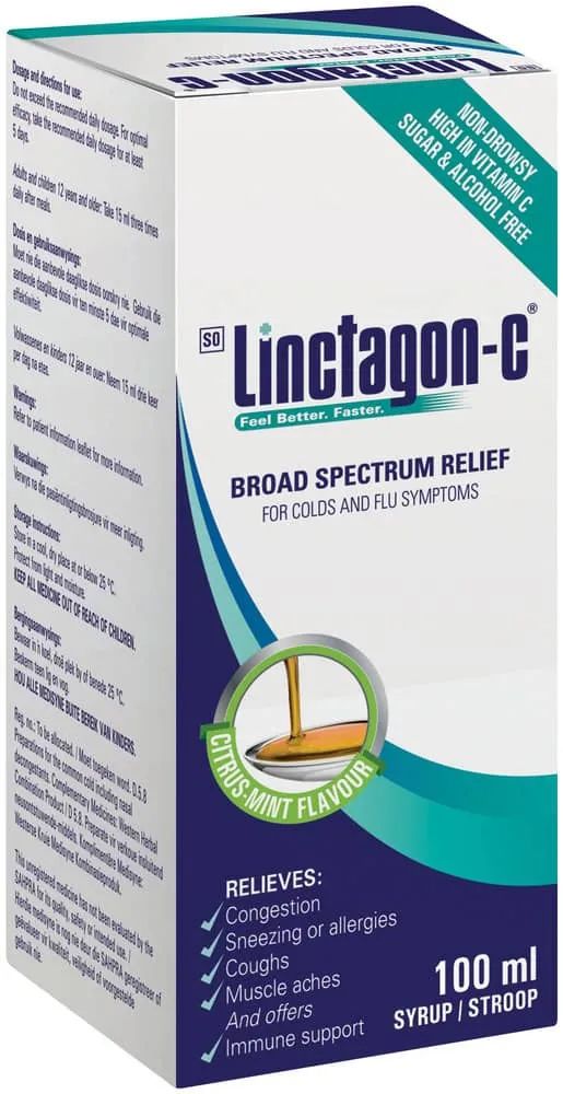 Linctagon Broad Spectrum Relief Citrus-Mint Flavour Cold & Flu Syrup 100ml