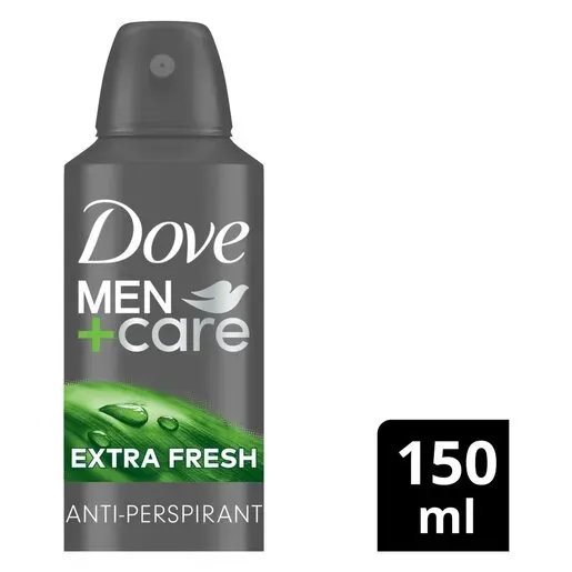 Front of Dove Men+Care Extra Fresh Anti-Perspirant 150 ml spray can