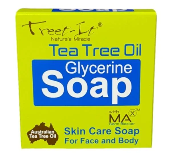 Front of Treet-It Tea Tree Oil Glycerine Soap 135g box