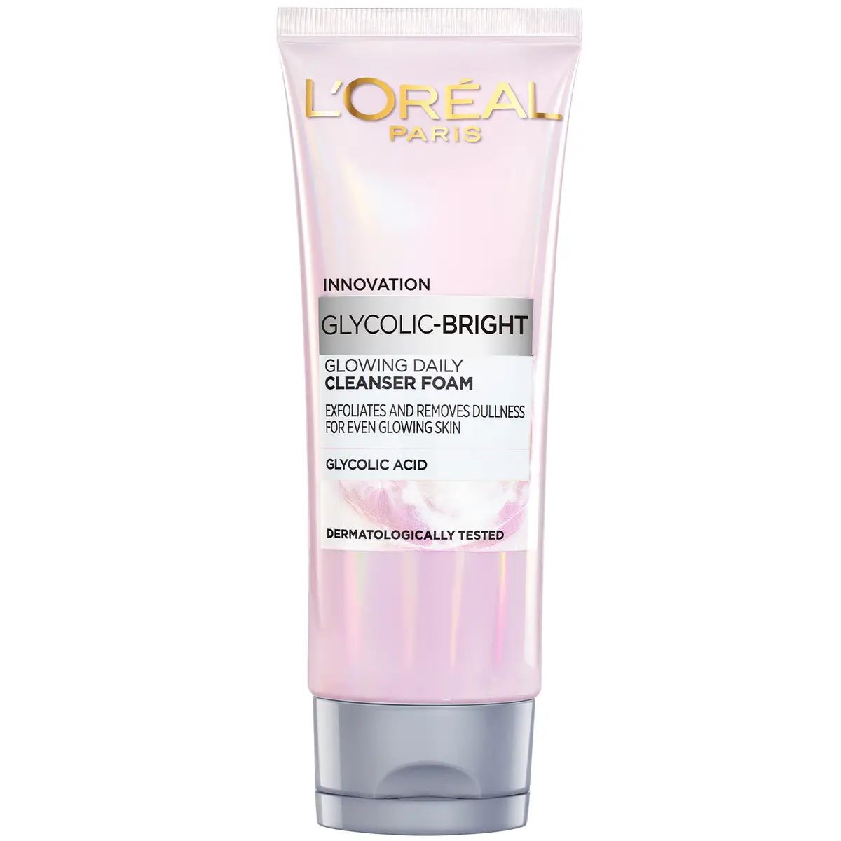Front of L'Oréal Paris Glycolic-Bright Glowing Daily Cleanser Foam 100 ml tube
