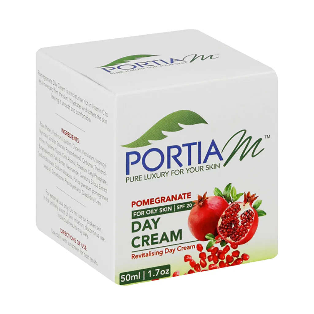 Front of Portia M Pomegranate Day Cream for Oily Skin, 50 ml carton
