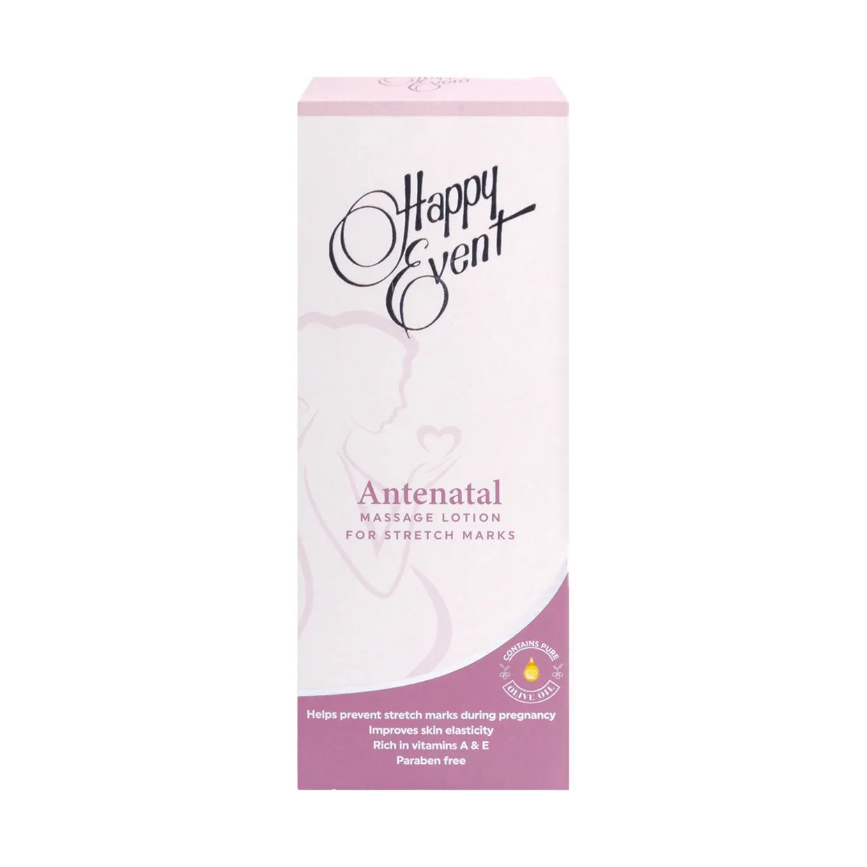 Front of Happy Event Antenatal Massage Lotion 200ml box