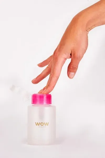 WOW London nail acetone pump remover bottle with pink cap