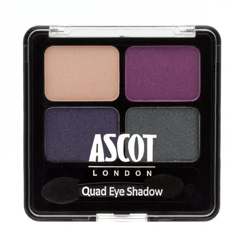 Front view of Ascot London Quad Eye Shadow palette, open showing four shades