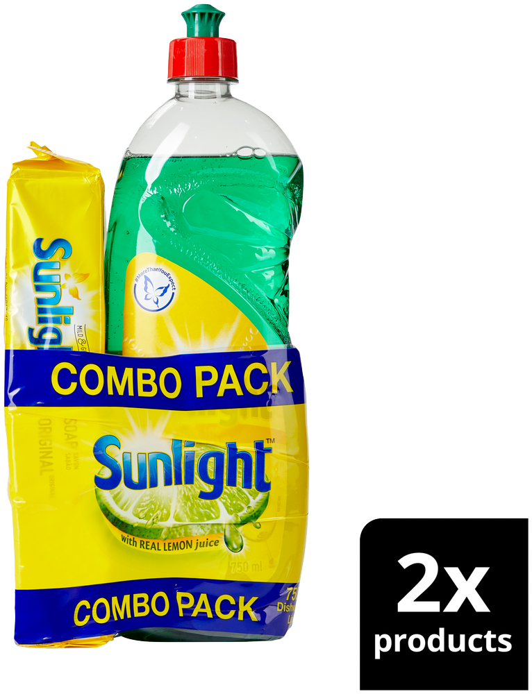 Sunlight Regular Dishwashing Liquid and Laundry Bar Value Pack 2pc