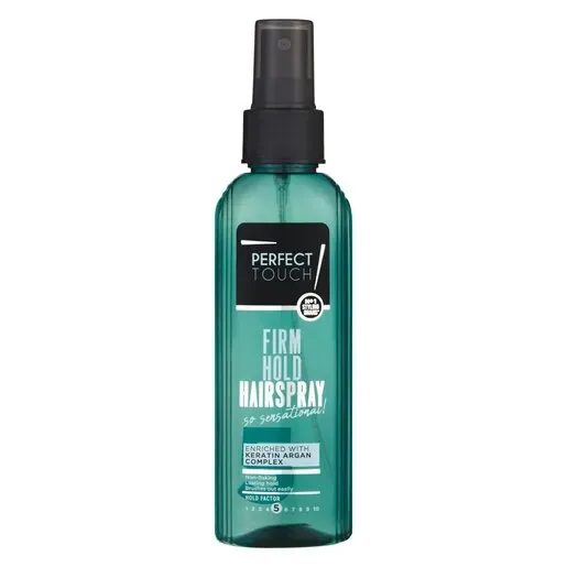 Front of Perfect Touch Firm Hold Hairspray 125 ml bottle on white background