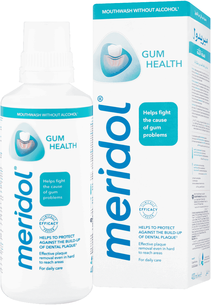 Meridol Gum Health Mouthwash 400ml bottle and box together