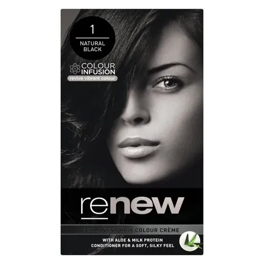 Front of Subanite Renew Permanent Hair Colour Crème 1 Natural Black box