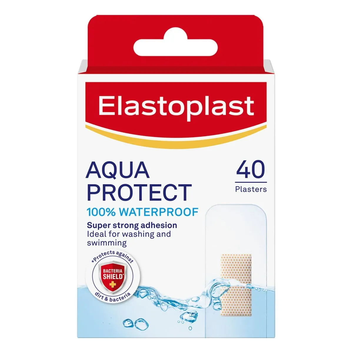 Front of Elastoplast Aqua Protect Waterproof plasters box, 40 strips