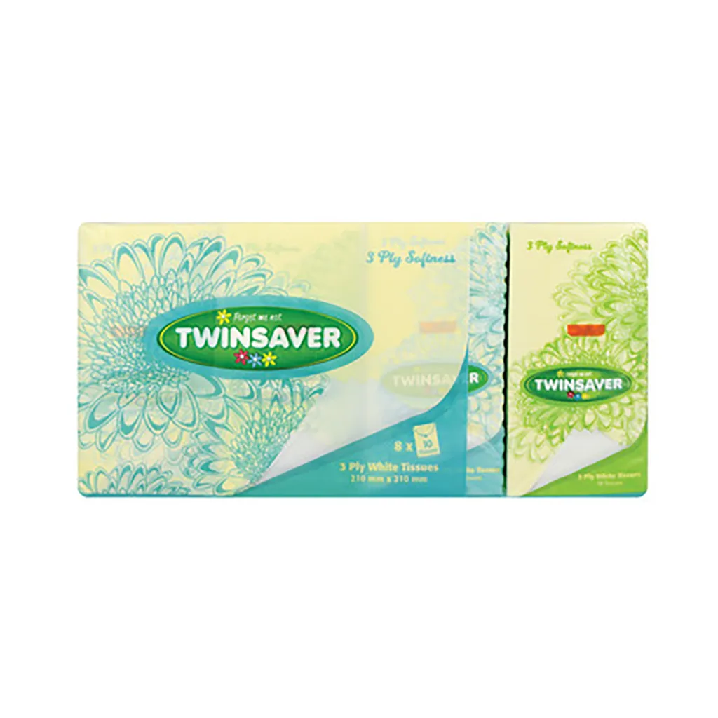 Front of Twinsaver 8x10 3 Ply White Tissues multipack