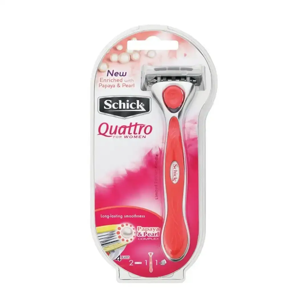 Front of Schick Quattro for Women razor pack, 1 razor