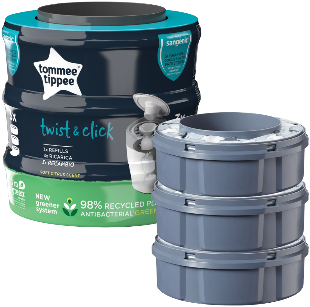 Tommee Tippee Twist & Click Nappy Disposable Bin Refill 3pk