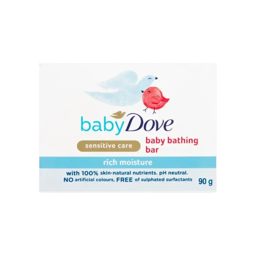 Front of Baby Dove Sensitive Care Rich Moisture Baby Bathing Bar Soap, 90g