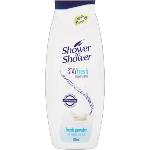 Front of Shower to Shower Stay Fresh Shower Crème, Fresh Powder, 500 ml bottle