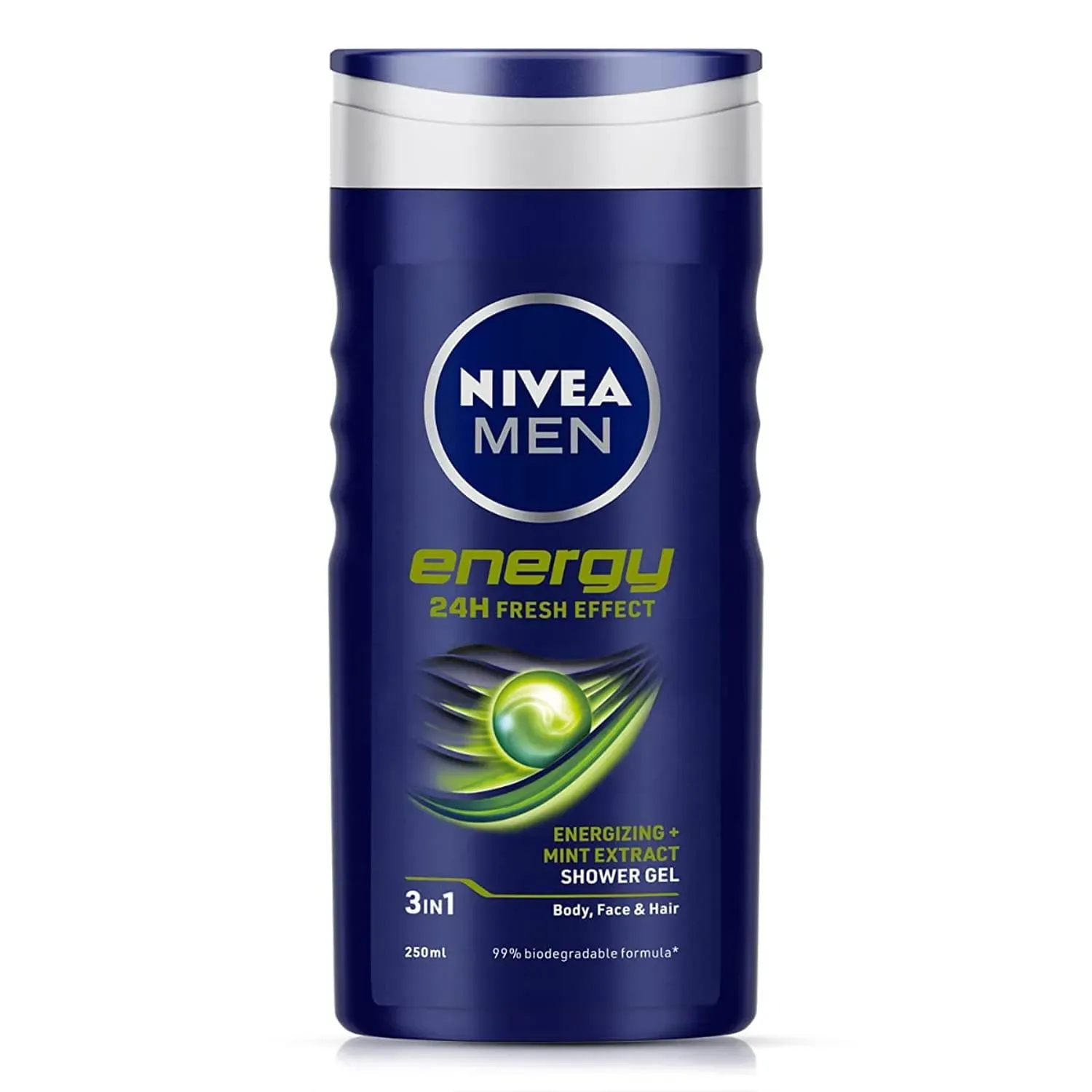 Front of NIVEA MEN Energy 3in1 Shower Gel 250ml bottle, high resolution