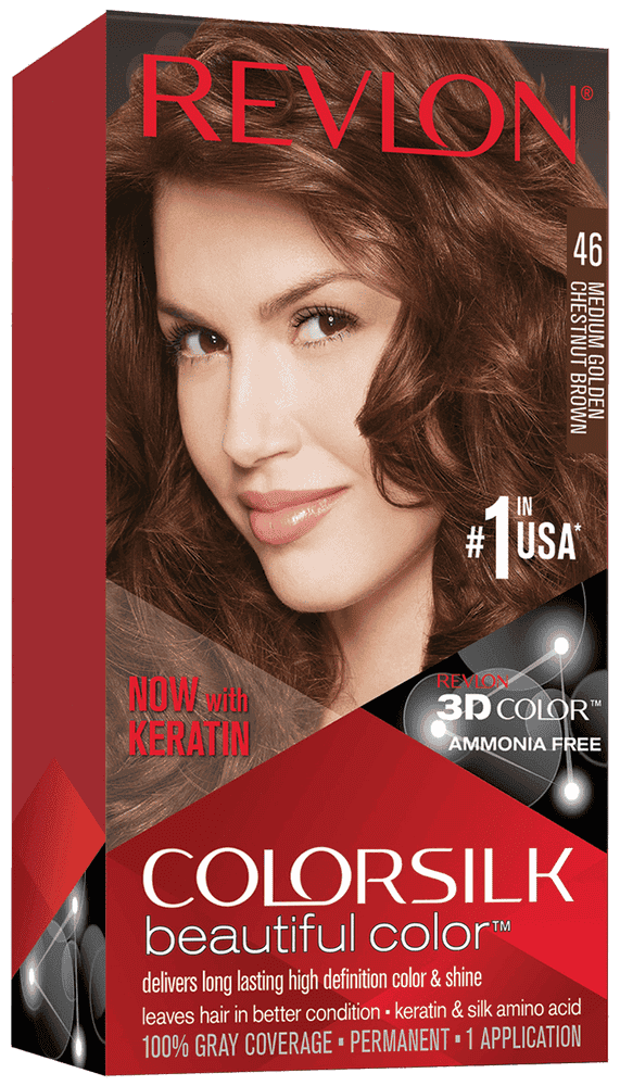Revlon Colorsilk Medium Golden Chestnut Brown Beautiful Color Permanent Hair Colour 1s