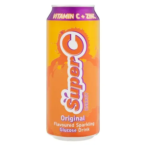 Front of Super C Energy Original Flavoured Sparkling Glucose Drink 500 ml can