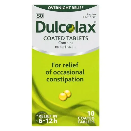 Front of Dulcolax Coated Tablets 10 tablets box