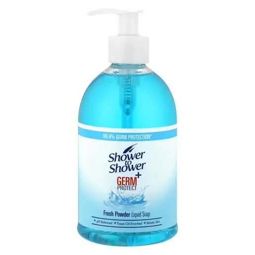 Front of Shower to Shower Fresh Powder Germ Protect Liquid Soap pump bottle 475 ml