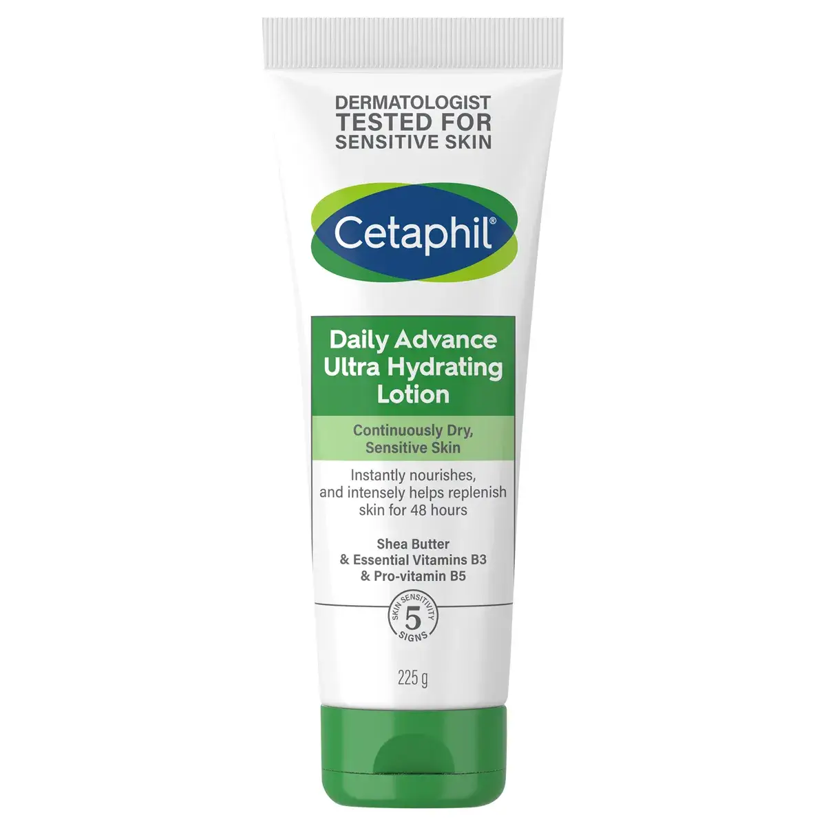 Front of Cetaphil Daily Advance Ultra Hydrating Lotion tube, 225 g