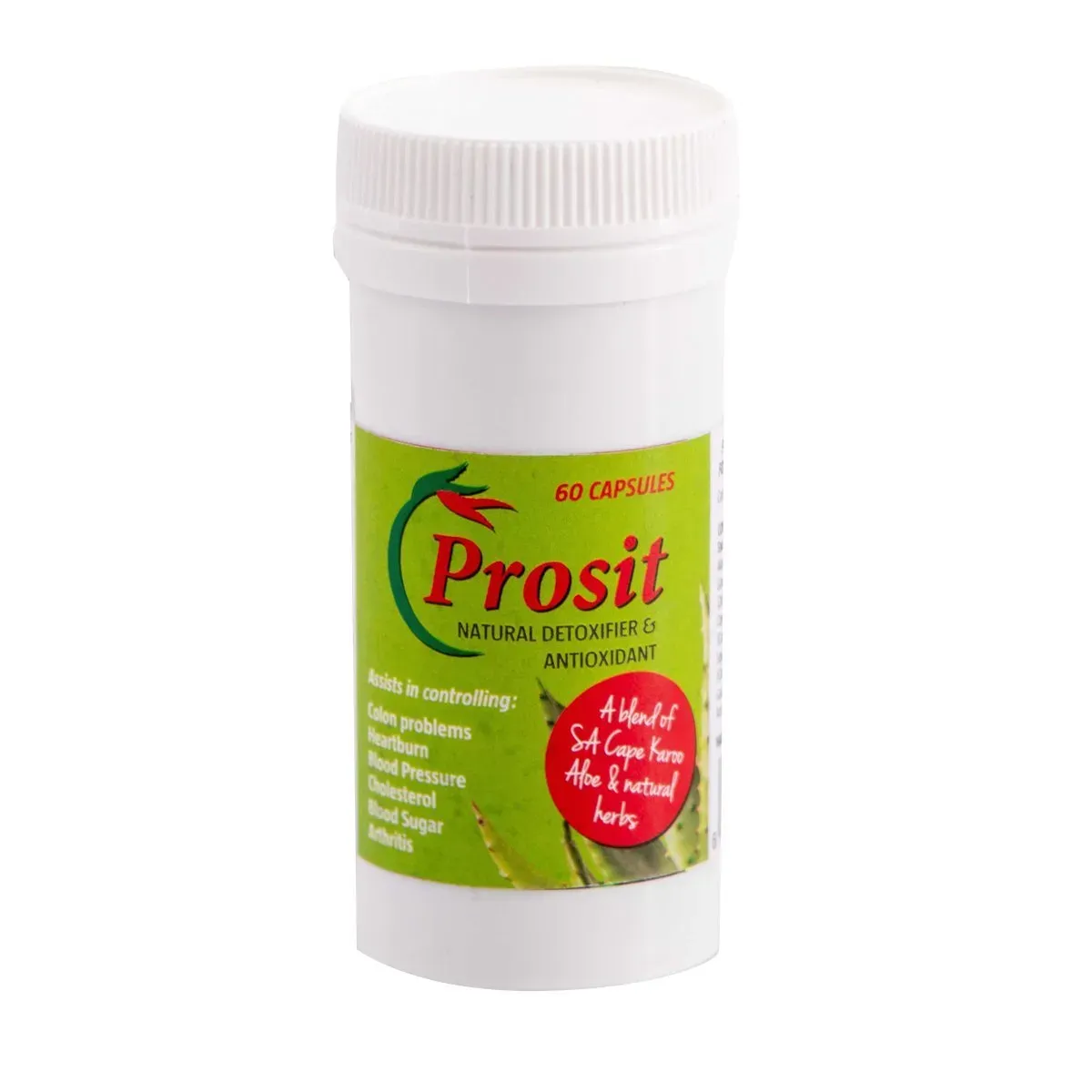 Front of African Cures Prosit Natural Detoxifier & Antioxidant 60 capsules bottle