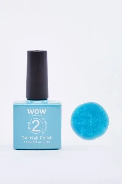 Front of WOW London Step 2 Gel Nail Polish bottle with colour swatch